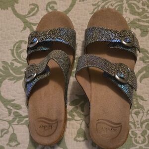 Dansko Metallic Blue Double Strap Sandals